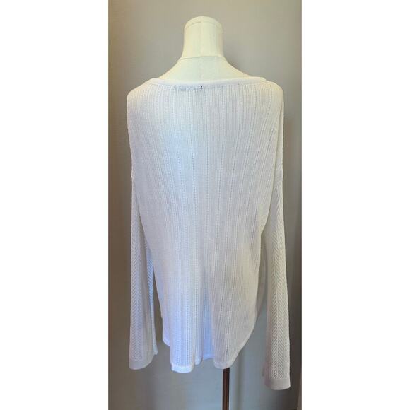 Retro-ology Sweater White Large Open weave Long Sleeve - Picture 4 of 13
